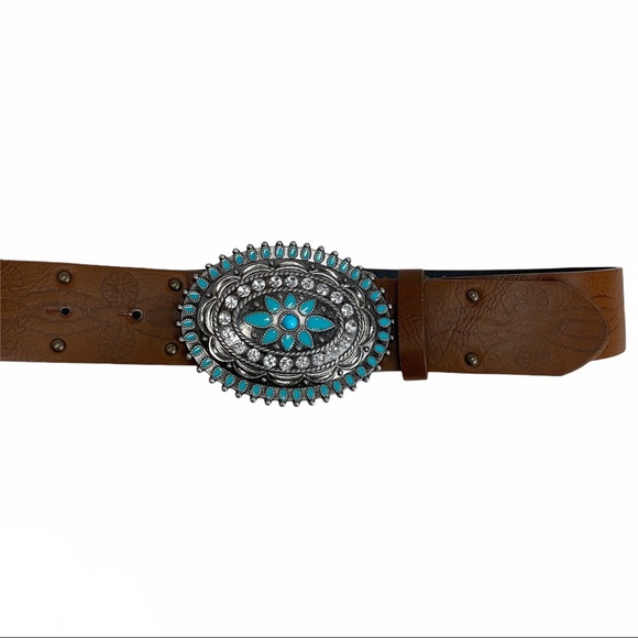 Boho Western Brown Turquoise Belt - Picture 5 of 5